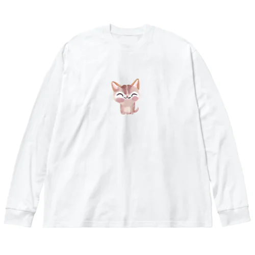 猫の癒し ビッグシルエットロングスリーブTシャツ