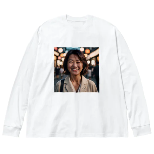 笑顔の熟女 ビッグシルエットロングスリーブTシャツ