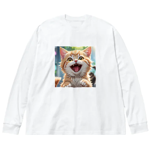 かわいい笑顔がたまらない子猫 ビッグシルエットロングスリーブTシャツ