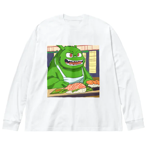 寿司職人を目指す緑の妖怪 Big Long Sleeve T-Shirt