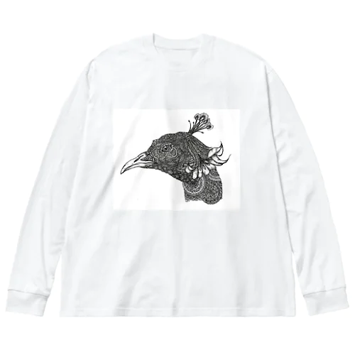 Peacock モノクロームver ビッグシルエットロングスリーブTシャツ