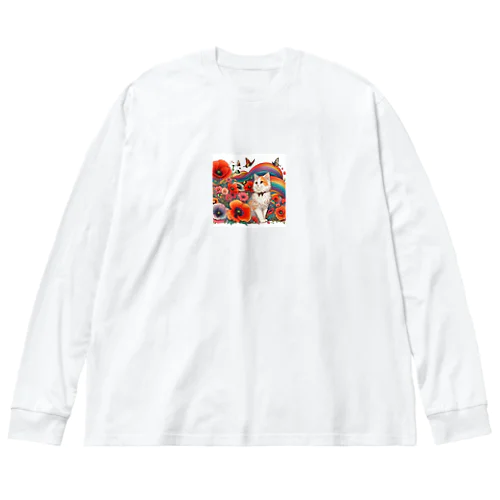 猫とポピー Big Long Sleeve T-Shirt