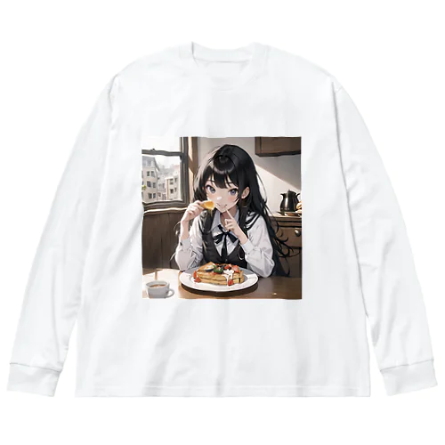 朝食中の女子高生2 ビッグシルエットロングスリーブTシャツ