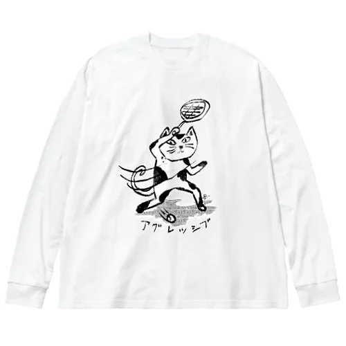 テニスねこ アグレッシブ ビッグシルエットロングスリーブTシャツ