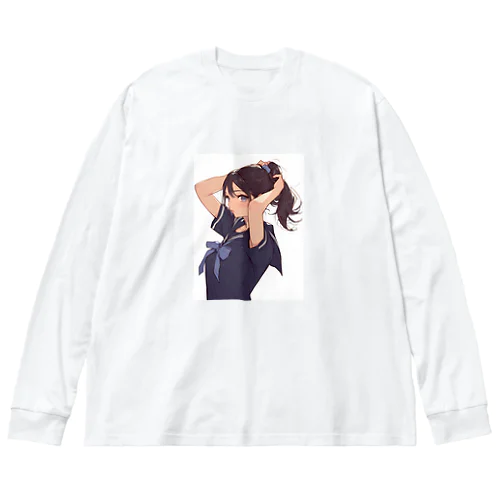 ポニーテールがセクシーな女の子　BLUE PLUM  691 ビッグシルエットロングスリーブTシャツ