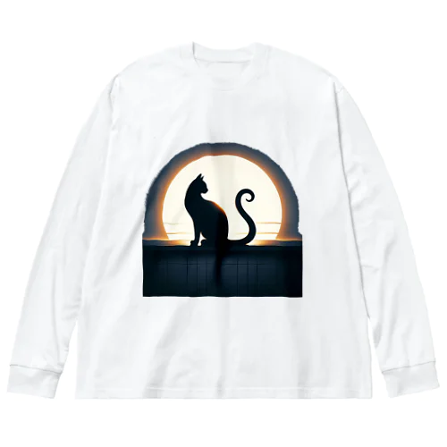 猫のシルエットが美しい Big Long Sleeve T-Shirt