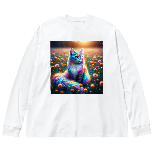 虹色に輝く優雅な猫 Big Long Sleeve T-Shirt