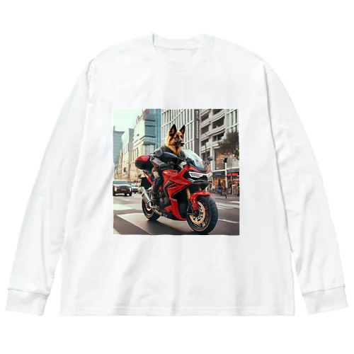 街角の犬ライダー ビッグシルエットロングスリーブTシャツ