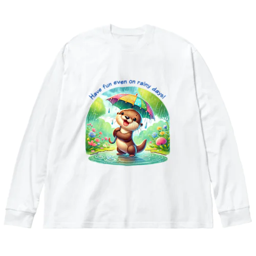 雨の日のお散歩　カワウソくん Big Long Sleeve T-Shirt