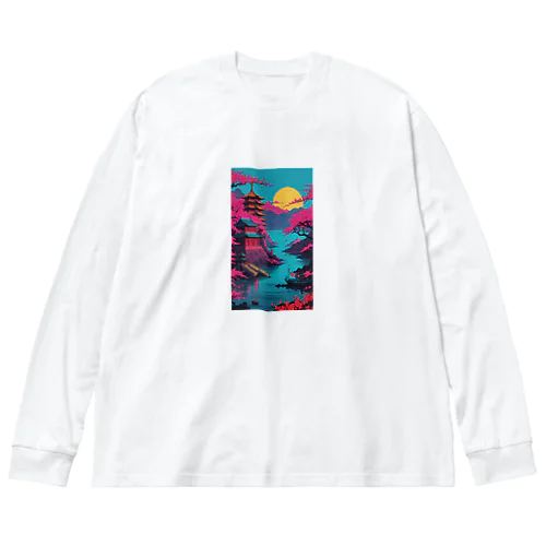 アジア　中国　日本　寺院　月夜　プレゼント Big Long Sleeve T-Shirt