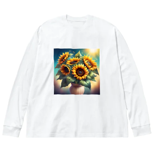 ひまわりの花束 ビッグシルエットロングスリーブTシャツ