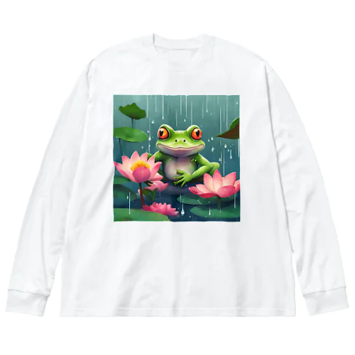 雨雨フレフレビッシャ濡れだ〜♪ ビッグシルエットロングスリーブTシャツ