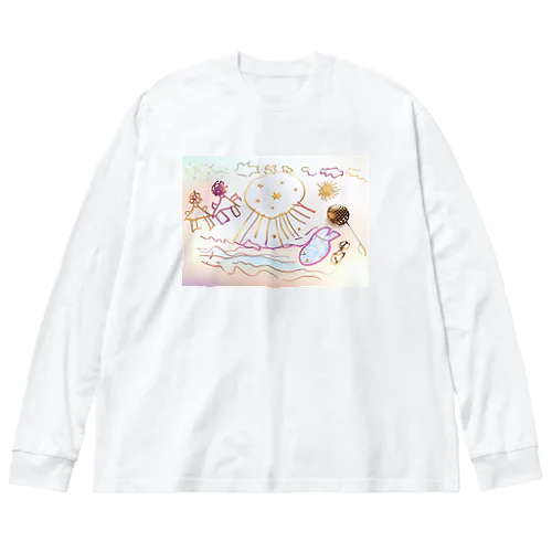 クラゲにビックリ by 5-year-old ビッグシルエットロングスリーブTシャツ