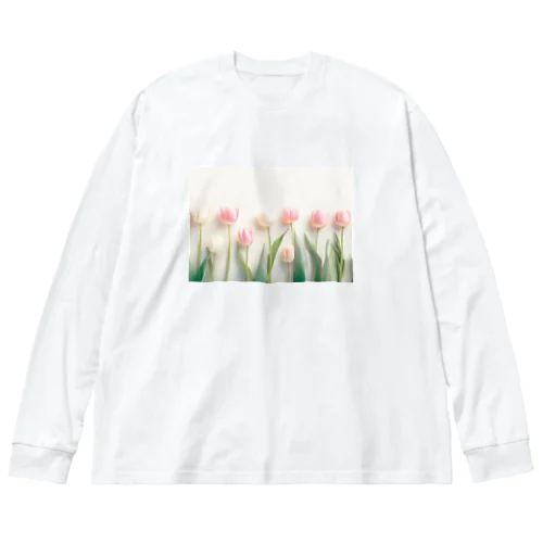 ピンクと白のチューリップ Big Long Sleeve T-Shirt