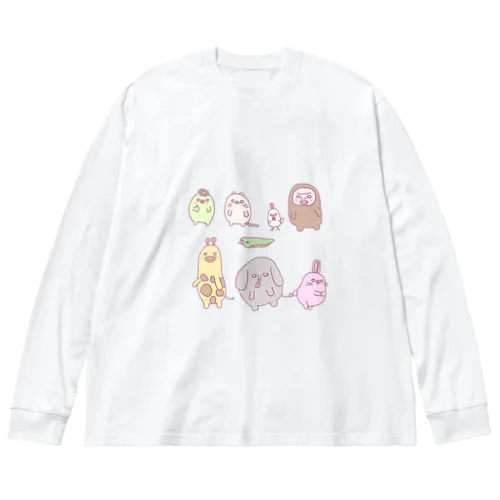 動物集合（´(ｪ)｀） Big Long Sleeve T-Shirt