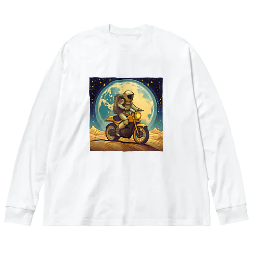 月面バイク乗り ビッグシルエットロングスリーブTシャツ