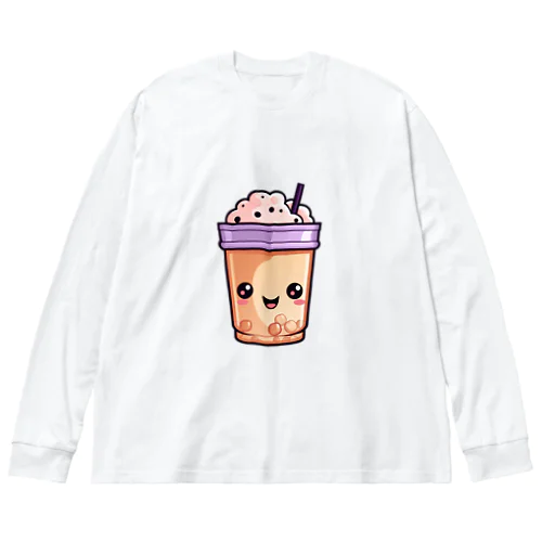 可愛い紫タピオカミルクティー Big Long Sleeve T-Shirt