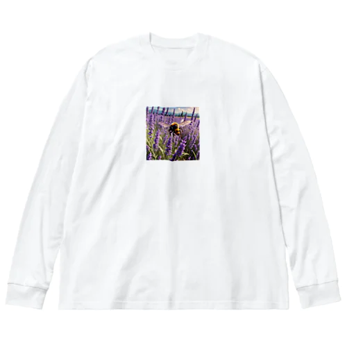 ラベンダーの花の中で忙しく働くミツバチ Big Long Sleeve T-Shirt