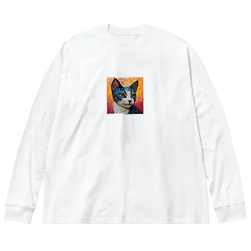 モザイク ブルーキャット ビッグシルエットロングスリーブTシャツ