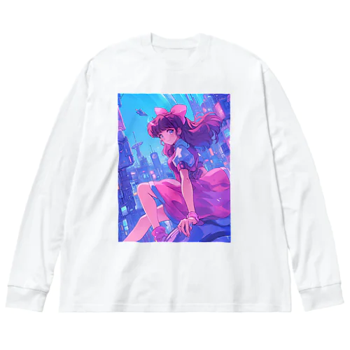 昭和レトロアニメ風近未来ガール Big Long Sleeve T-Shirt