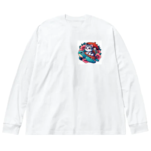 亀乗り子猫 Big Long Sleeve T-Shirt