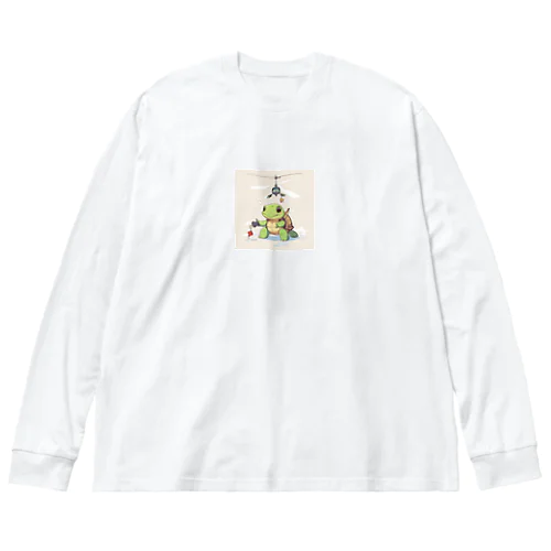 おもちゃのヘリコプターでかわいいカメに会おう Big Long Sleeve T-Shirt