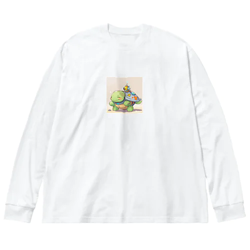 おもちゃの宇宙船でかわいいカメに会おう Big Long Sleeve T-Shirt