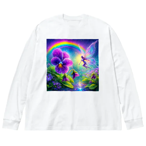 アヤメと虹と妖精と ビッグシルエットロングスリーブTシャツ