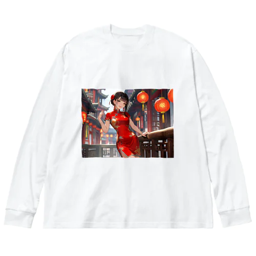 チャイナ服少女 ビッグシルエットロングスリーブTシャツ