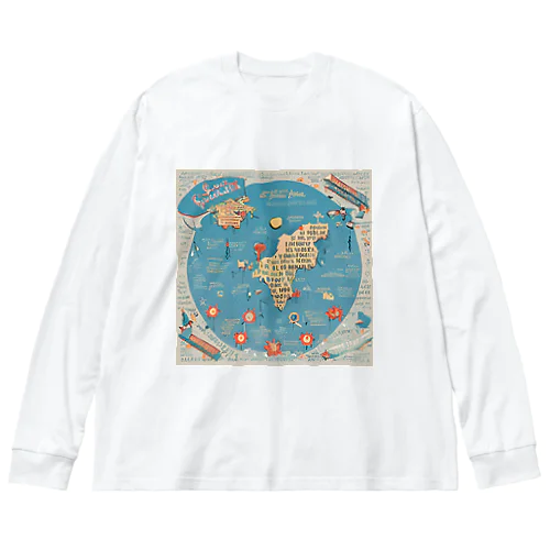 世界名言地図 ビッグシルエットロングスリーブTシャツ