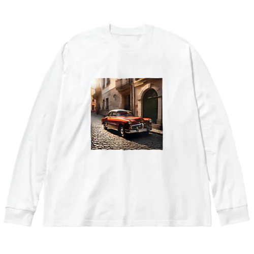 レトロな車 ビッグシルエットロングスリーブTシャツ