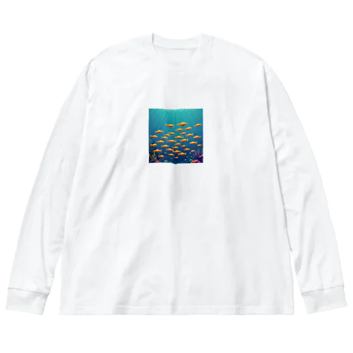 海中を泳ぐ魚のひれ ビッグシルエットロングスリーブTシャツ