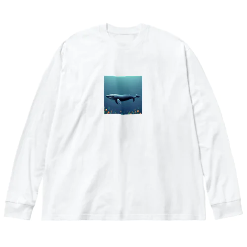 海中を泳ぐクジラのひれ ビッグシルエットロングスリーブTシャツ