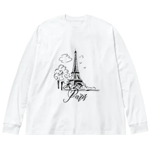 【旅行シリーズ】パリ/エッフェル塔2 ビッグシルエットロングスリーブTシャツ