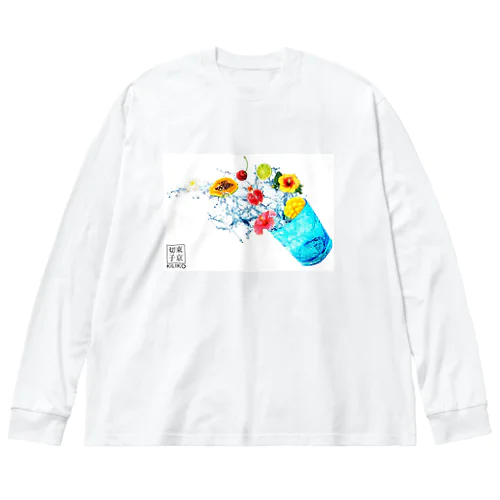 琉球ガラス　青 ビッグシルエットロングスリーブTシャツ