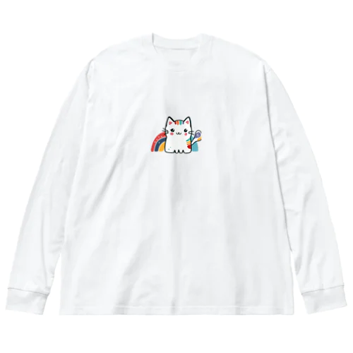 虹のねこ ビッグシルエットロングスリーブTシャツ