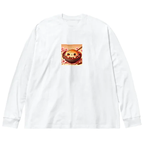 ぜんざいに浸かる白玉ちゃん ビッグシルエットロングスリーブTシャツ