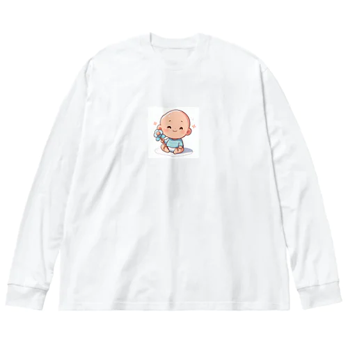 可愛らしい赤ちゃん、笑顔🎵 ビッグシルエットロングスリーブTシャツ