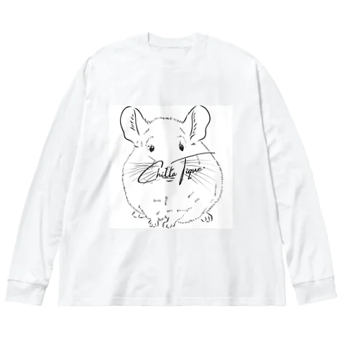 モノトーンなチンチラちゃん ビッグシルエットロングスリーブTシャツ