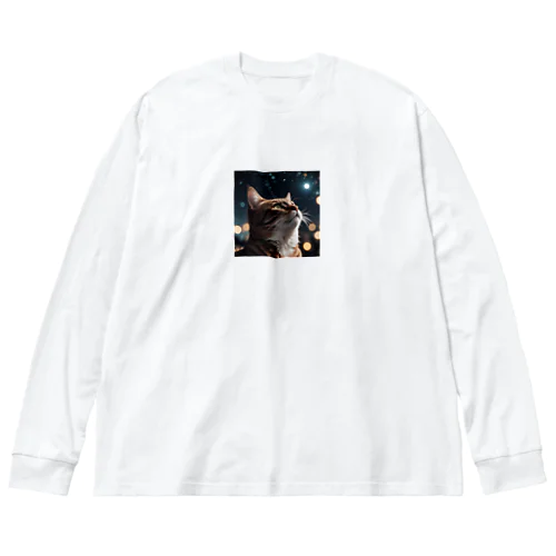 星を見る猫 Big Long Sleeve T-Shirt