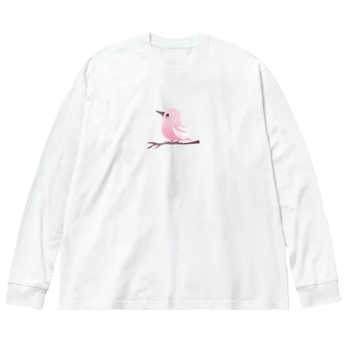ピンクの小鳥ちゃん ビッグシルエットロングスリーブTシャツ