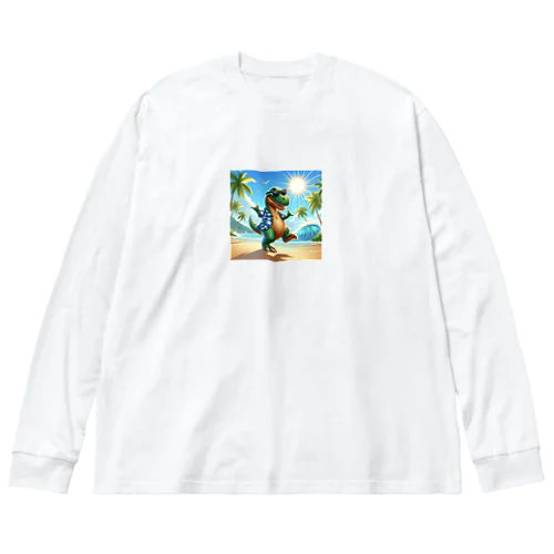 ティラノサウルスのサマーバケーション Big Long Sleeve T-Shirt