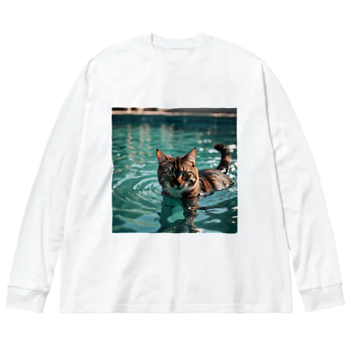 泳ぐ猫 Big Long Sleeve T-Shirt