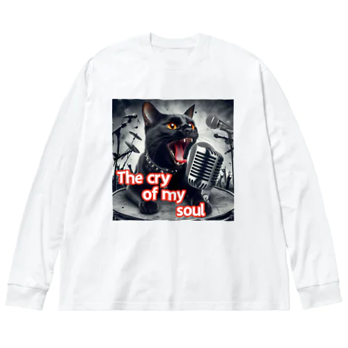 歌を歌う黒猫 Big Long Sleeve T-Shirt