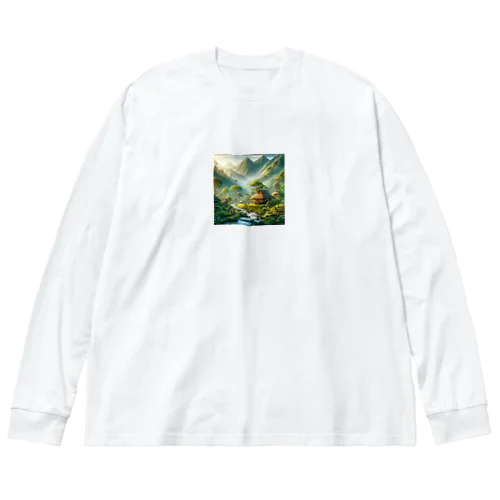 水彩画家丸山晩霞の近代画像グッズ2 ビッグシルエットロングスリーブTシャツ