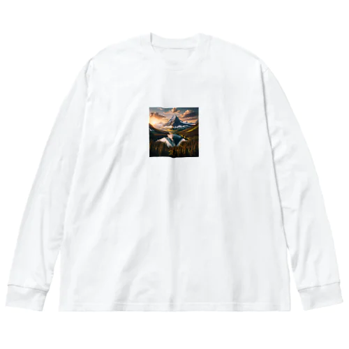 水彩画家丸山晩霞の近代画像グッズ3 ビッグシルエットロングスリーブTシャツ