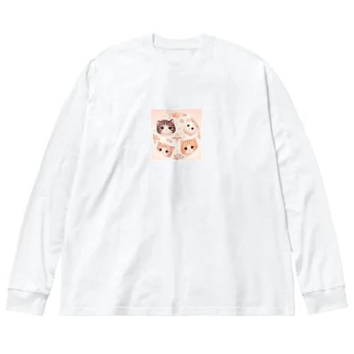 かわいい子猫たちに見つめられて ビッグシルエットロングスリーブTシャツ