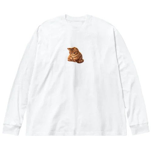 爪を研ぐ猫 ビッグシルエットロングスリーブTシャツ