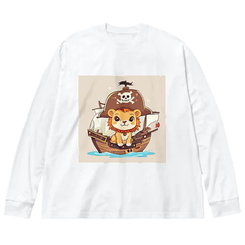 おもちゃの海賊船に乗ったかわいいライオン Big Long Sleeve T-Shirt