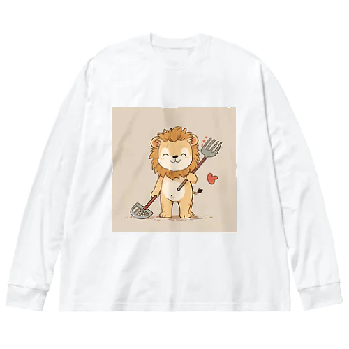 かわいいライオンとおもちゃのレーク ビッグシルエットロングスリーブTシャツ